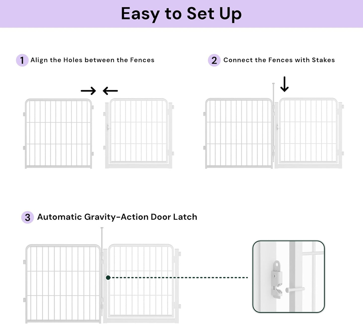 Garden Fence with Gate 40 in(H) x 13.4 ft(L) 6 Panels, Heavy Duty Metal Animal Barrier for Dog and Rabbit, Outdoor Fencing, Easy Set Up, White