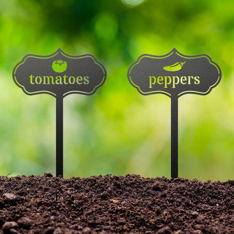 RealSteel - Seed & Plant Markers - Indoor/Outdoor Herb Garden Stakes - Elegant Fruit/Vegetable Seed Labels - Durable Plant Tags for Pots - Classy Design for Farmhouse/Greenhouse (Basil)
