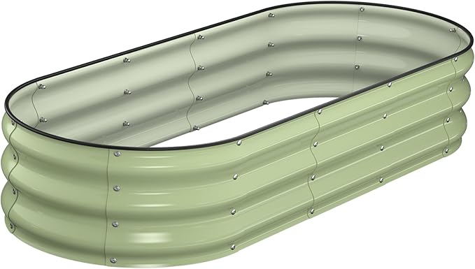 Raised Garden Bed Kit, 5x2x1 ft Galvanized Planter Box Outdoor with Safety Edging, Large Metal Raised Beds for Gardening Vegetables Flower Fruits (Avocado Green)