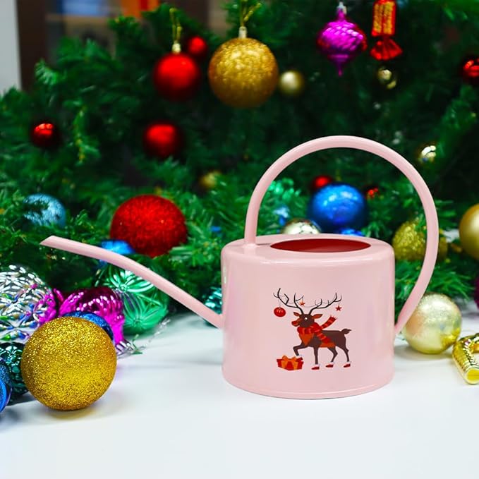 Metal Watering Can for Outdoor and Indoor Plants, Watering Can Decor, 1 Gallon (Pink)