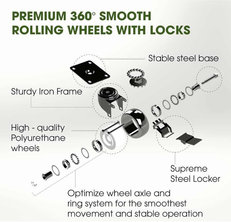 Idzo 2-Pack 12 Inch Acacia Wood Rolling Square Plant Caddy for Plant Pots, Heavy Duty Plant Stand with 360° Lockable Wheels, 264 lbs Capacity Caddy for Indoor and Outdoor Use, Natural Wood