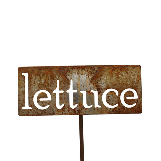 Classic Metal Garden Markers 19 Inches Tall (lettuce, Naturally Rusted)
