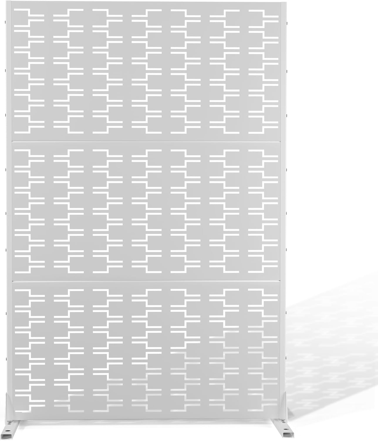 Metal Privacy Screen Outdoor 72" H×47" W,Freestanding Decorative Privacy Screen for Balcony Yard&Garden,Privacy Fence-White&Brick