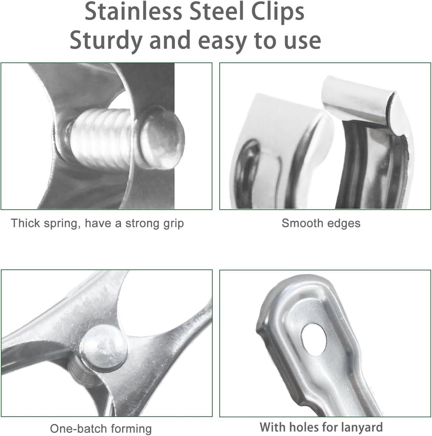 20 Pcs 2inches Gardening Clips for Netting, Greenhouse Clamps Made of Stainless Steel, Have a Strong Grip of Metal Clips, For 3/8'', 1/2'', 3/4'' Garden Hoops or Greenhouse Frame