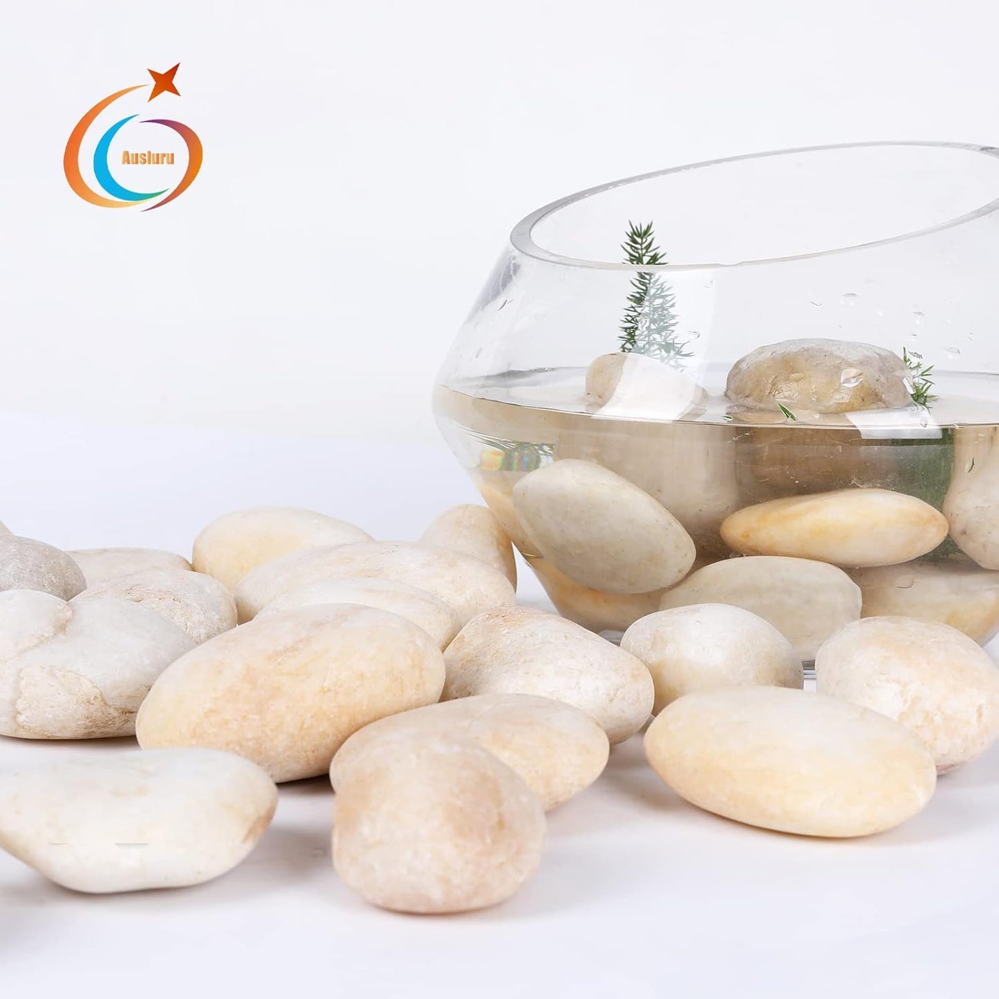 20LB Smooth Pebbles River Rocks, 100% Natural Hand-Picked Premium Decorative Pebbles, Ideal for Garden Landscaping, Home Decor, Aquariums, Painting, Crafting and Gifts, Cream White