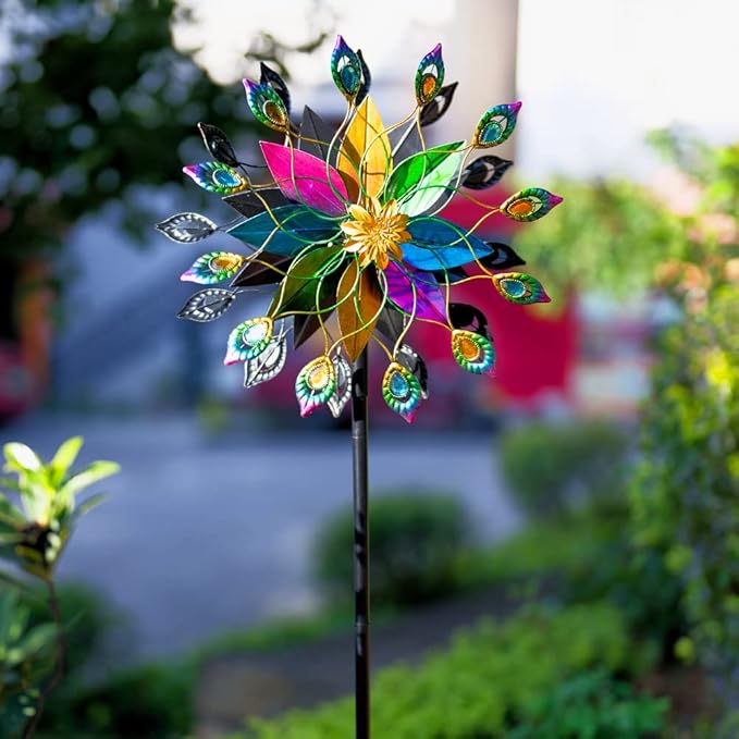 DREAMYSOUL Outdoor 360 Degree Wind Spinner, Metal Wind Spinners for Yard and Garden Large Wind Sculpture Garden Decor (66 * 16 Inches)