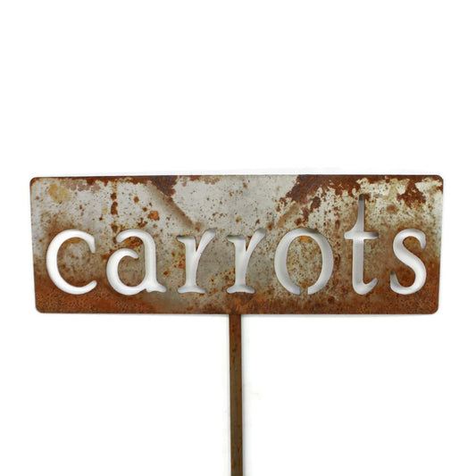 Classic Metal Garden Markers 19 Inches Tall (carrots, Naturally Rusted)