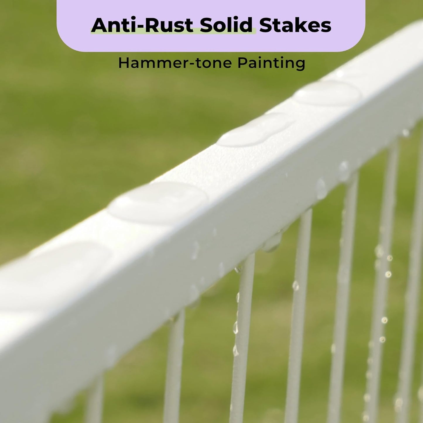 Decorative Doorless Garden Fence 24 in(H) x 3.7 ft(L) 2 Panels, Heavy Duty Metal Animal Barrier Fence, No Door, Flower Bed Fencing, White