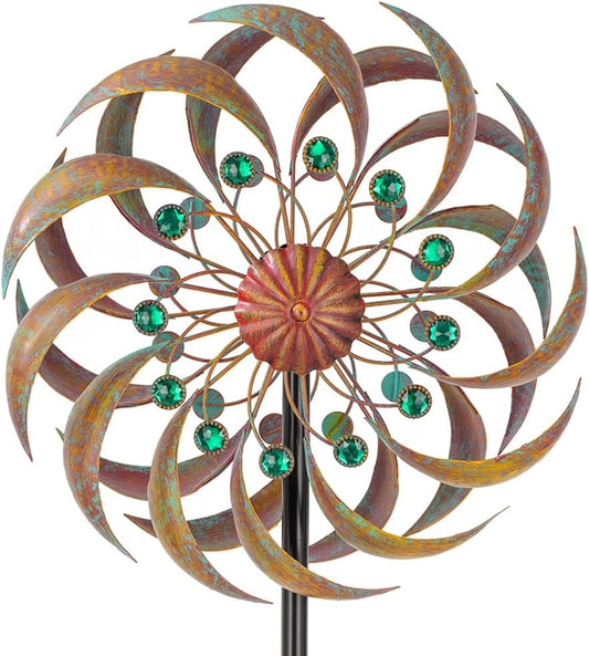 VEWOGARDEN Garden Metal Wind Spinners Outdoor Kinetic Wind Sculptures & Spinners for Yard Lawn Patio Decorations, Patina