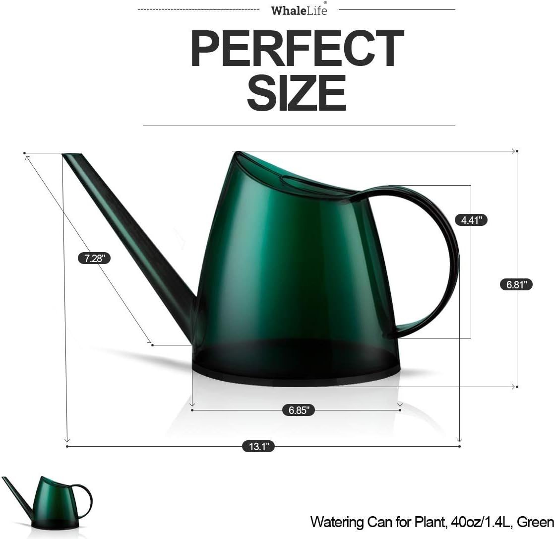 WhaleLife Indoor Watering Can for House Bonsai Plants (1.4L, Green)