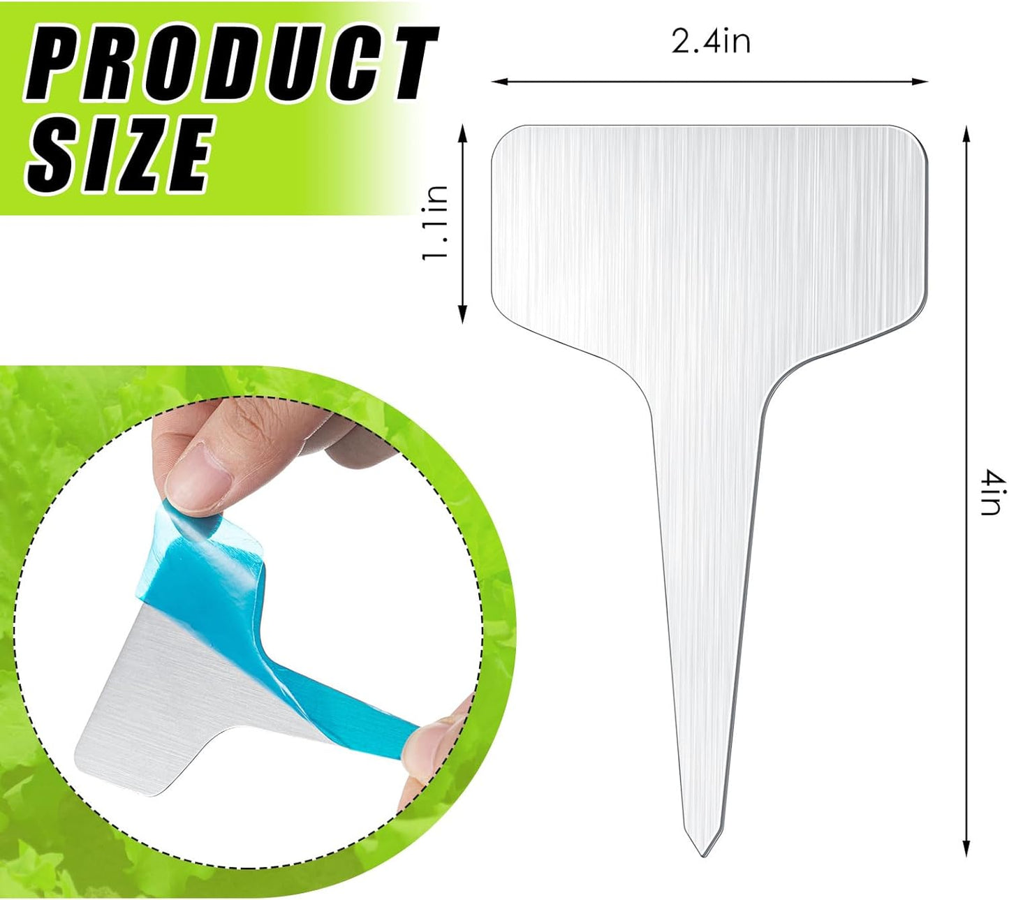 Hicarer 24 Pcs Durable Metal Plant Labels Christmas Gift Weatherproof Garden Markers Engraving Stainless Steel 304 T-Type Reusable Plant Tags for Gardeners Outdoor Greenhouse Vegetables(4x2.4 Inch)