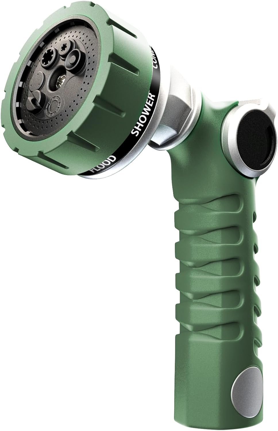 RESTMO Heavy Duty Hose Nozzle, Metal Garden Water Hose Sprayer with 7 Watering Patterns, Thumb Control, On Off Valve, High Pressure Nozzle Sprayer for Watering Plants, Car and Pet Washing, Green