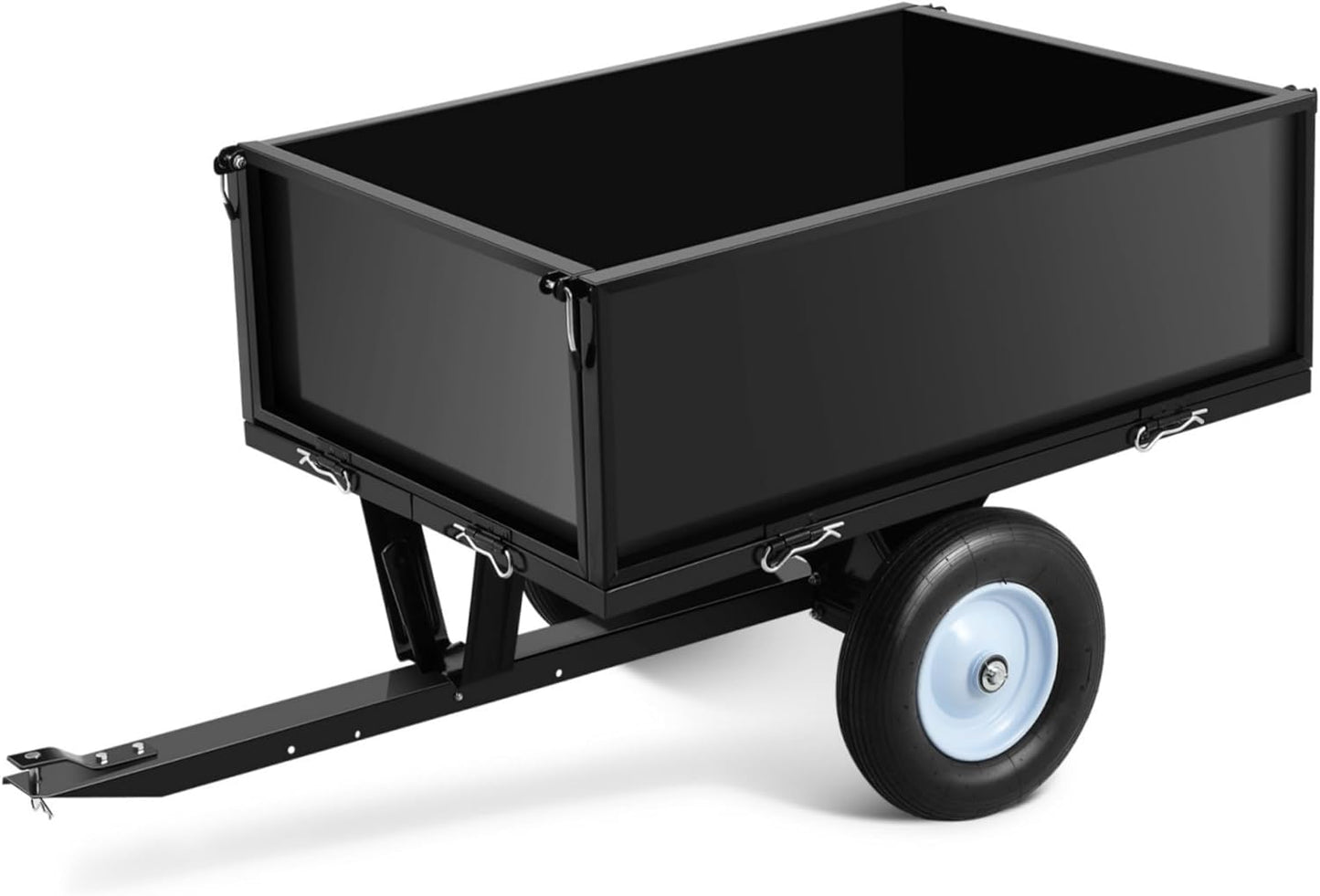 500LB Heavy Duty Steel Dump Cart Trailer - 11.4 Cu Ft Capacity Tow Behind Utility Trailer for ATV, Lawn Tractor, Riding Mower - Removable Tailgate & Dumping Feature, Black