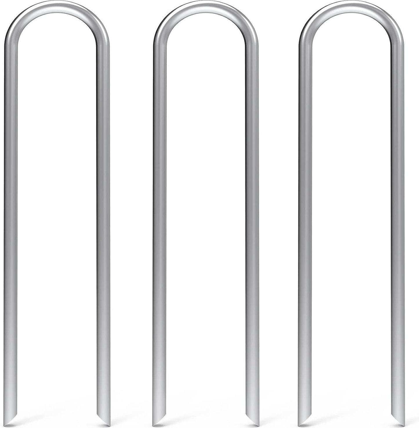 MySit 25 Pack 12 Inch Garden Stakes Heavy Duty 11 Gauge Galvanized Yard Staples U Pegs Fences Drip Irrigation Securing Stakes 1/2-Inch to 1-5/8-Inch Loop Stake for Anchoring Lawn Drippers Soaker Hose