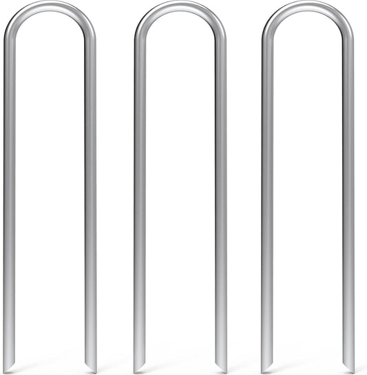 MySit 25 Pack 12 Inch Garden Stakes Heavy Duty 11 Gauge Galvanized Yard Staples U Pegs Fences Drip Irrigation Securing Stakes 1/2-Inch to 1-5/8-Inch Loop Stake for Anchoring Lawn Drippers Soaker Hose