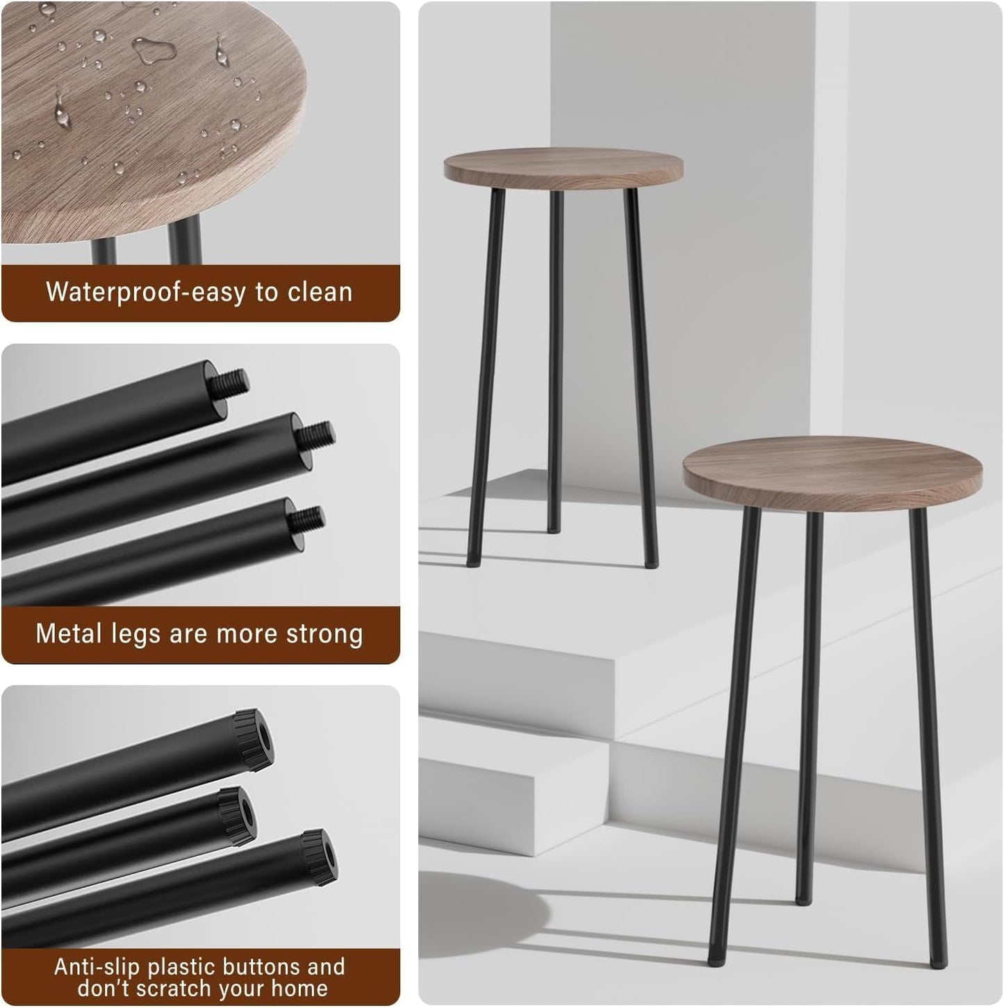 Plant Stand Indoor Outdoor: 20'' Metal Wood Plant Stand Convertible Multi-purpose Plant Table - Flowers Pot Holder for Indoor Outdoor - Mid Century Modern Decor/Home Decor