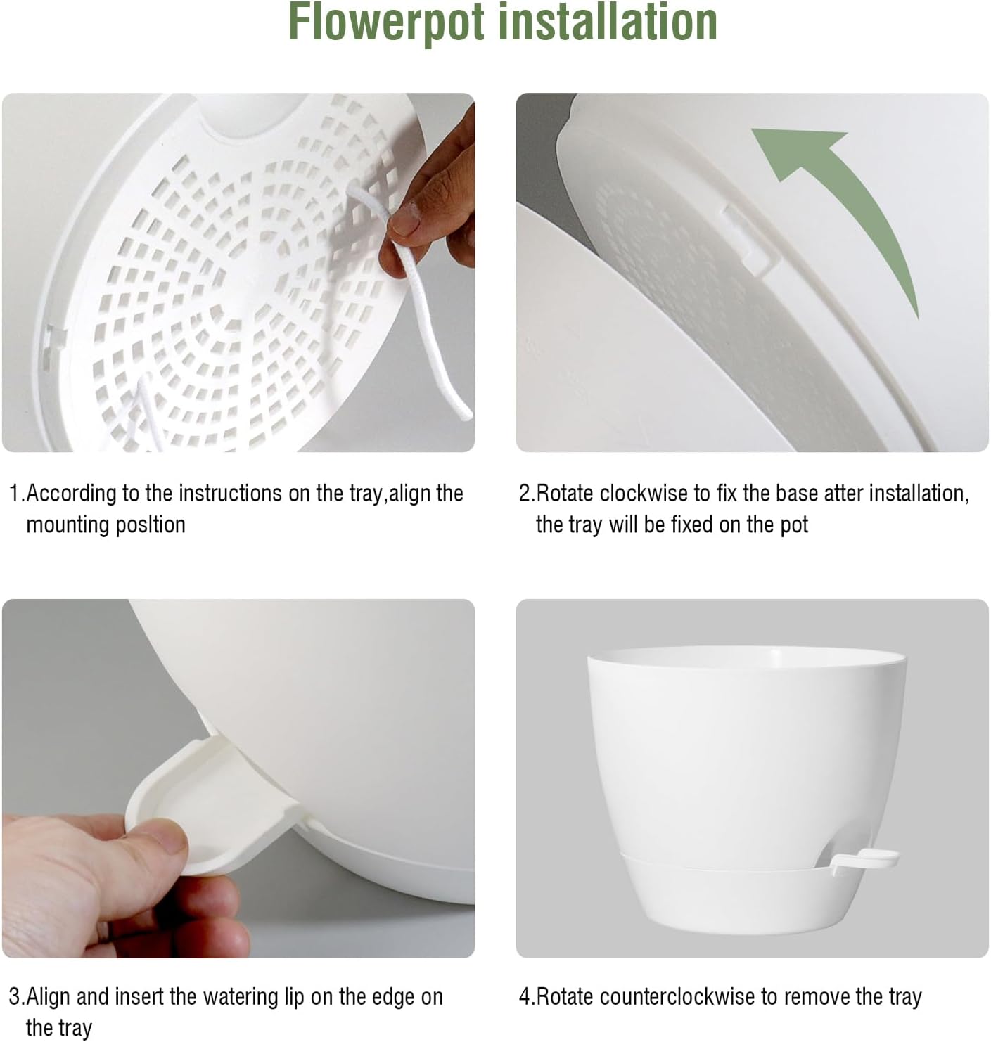 10 inch Self Watering Pots, 2 Pack Plastic Planters with Mesh Drainage Holes for Garden Plants and Flower, Plants Pots with Deep Reservoir for Indoor Outdoor Plants, White