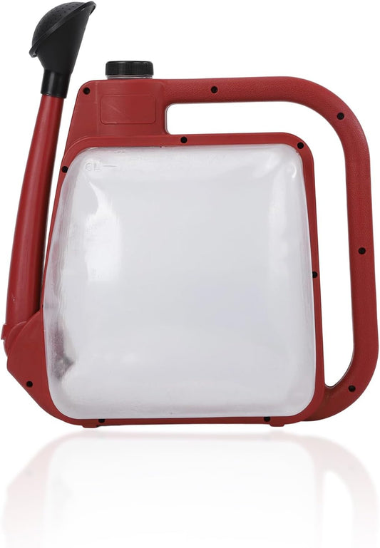 Foldable Transparent Plastic Watering Can 1.6Gal with Spray and Pour Nozzle for Indoor Outdoor Plants,Maroon