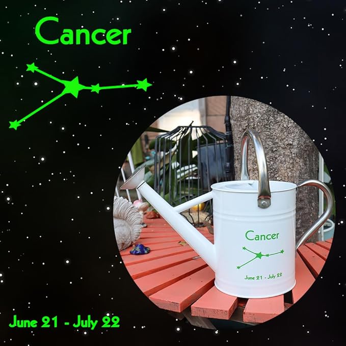 Metal Watering Can for Outdoor and Indoor Plants, Watering Can Decor, 1 Gallon (Cancer)