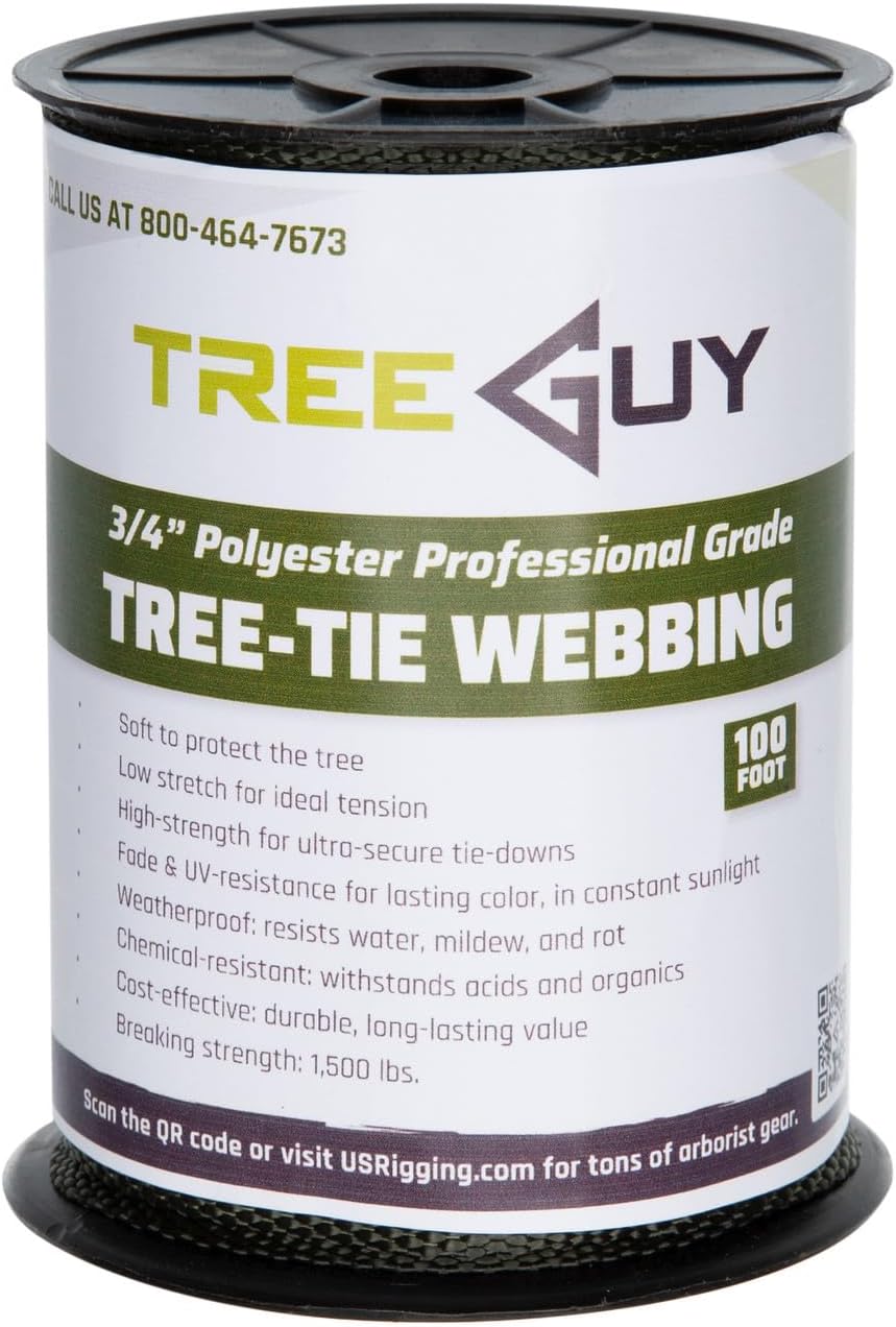 Tree Straps for Staking, Tree Ties for Plant Support, 3/4 Inch Width Guying Material Webbing Garden Strap for Outdoor Tree Straightening, 1500 Lbs Strength (Army Green) - 100 Feet