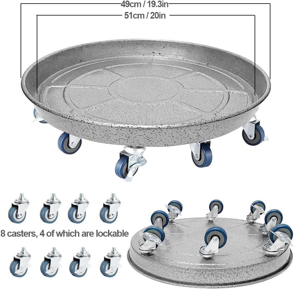 Plant Caddy with Wheels, Heavy Duty Plant Stand with Universal Wheels (20inch, Silver)