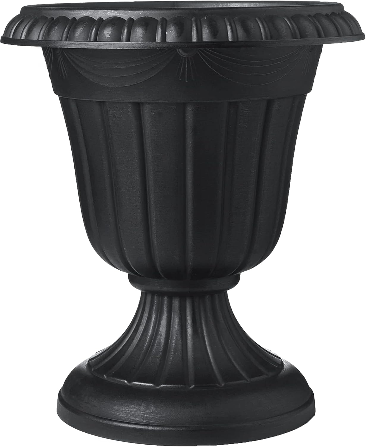 PL10BK Classic Traditional Plastic Urn Planter Indoor/Outdoor, 15" x 13", Black