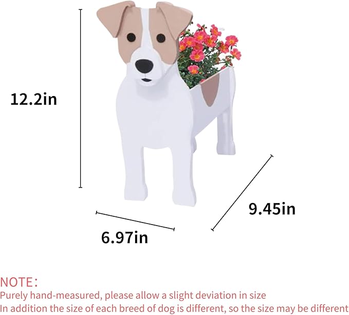 Jack Russell Dog Planter Plant Pots,Cute Garden Dog Flower Planter,Dog Planters Birthday Gifts for Women,Office,Indoor/Outdoor Decor（9.45 * 6.97 * 12.2in）