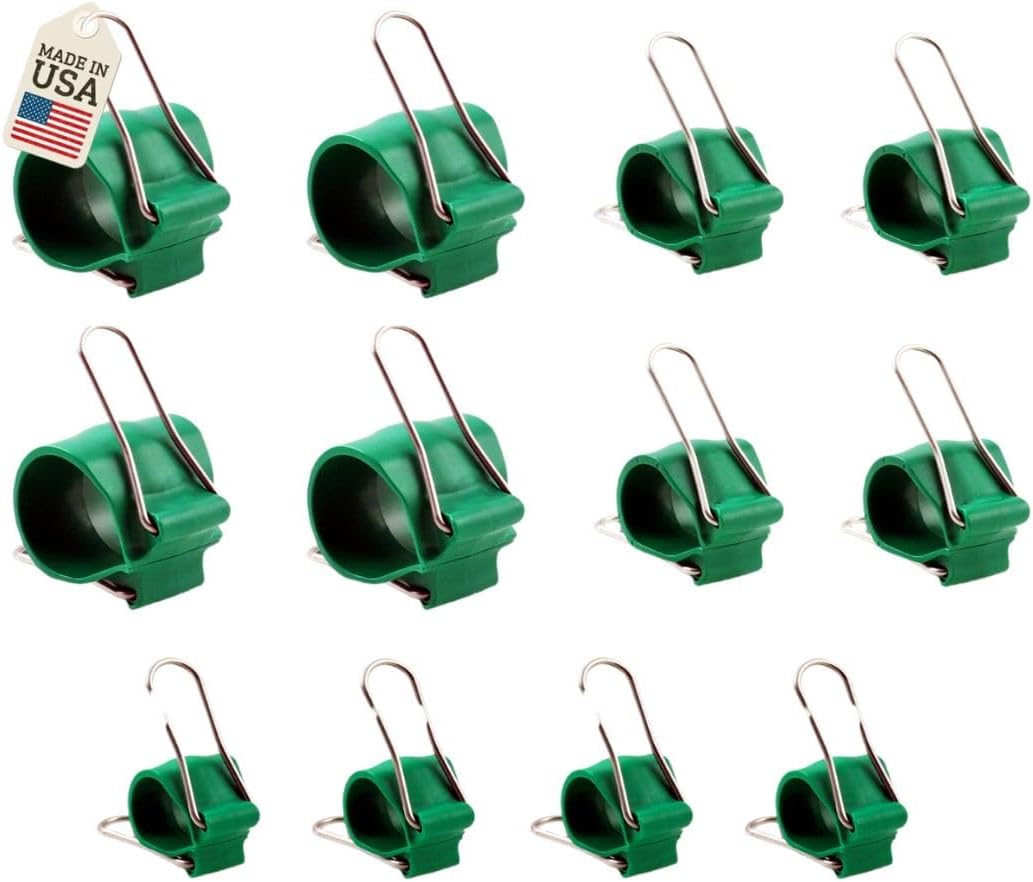 Cable Management Clips – Reusable, Versatile Cord Holders for Outdoor String Lights & Décor - 12 Green Pack (4 Small, 4 Medium, 4 Large)