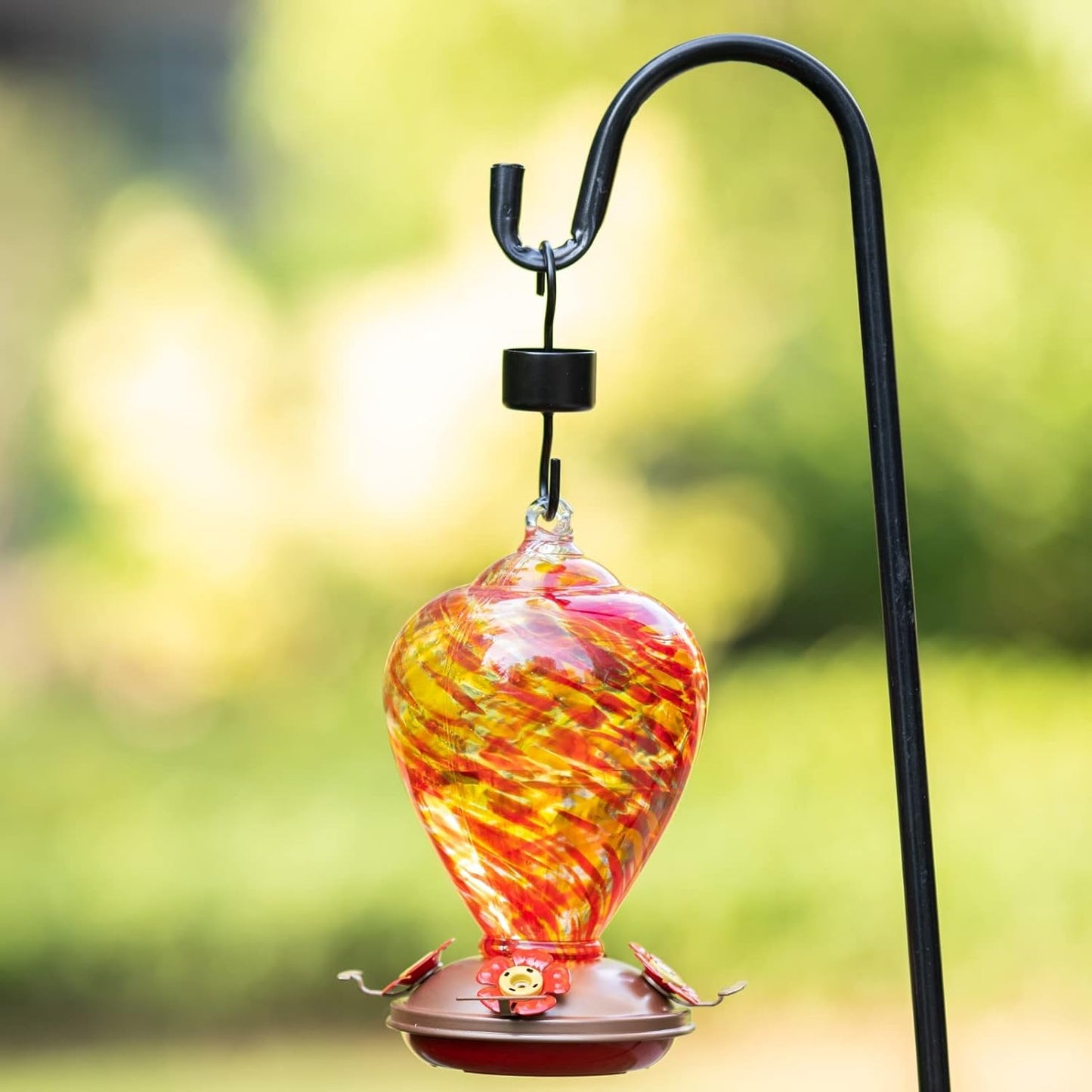 Muse Garden Hummingbird Feeders for Outdoors Hanging, Blown Glass Hummingbird Feeder, Hummingbird Gifts for Mom, Garden Backyard Decor for Outside, Unique Gifts Idea for Women, 34OZ, Daylight