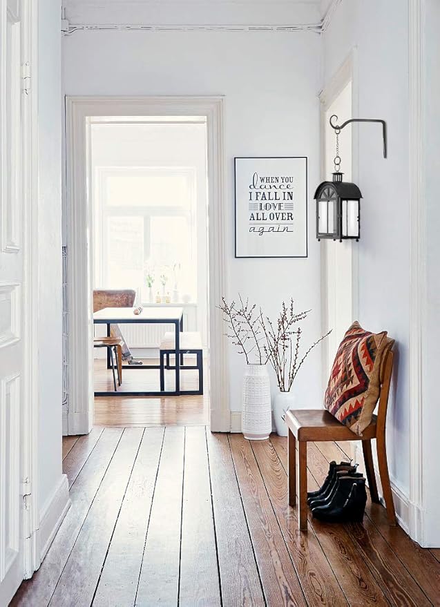 Mkono Hanging Plant Bracket 6 inch Metal Wall Plant Hook Decorative Plant Hanger for Bird Feeders, Planters, Lanterns, Wind Chimes, Home Decor Indoor Outdoor 4 Pack, Black