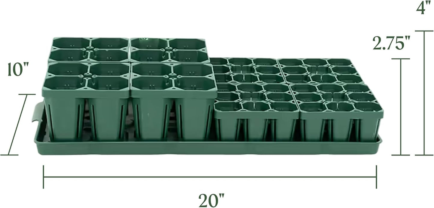 Vego garden Seedling Suite Products, 4 Pack Jumbo Seedling Trays and 4 Pack Standard Seedling Trays with 10" x 20" Bottom Watering Trays