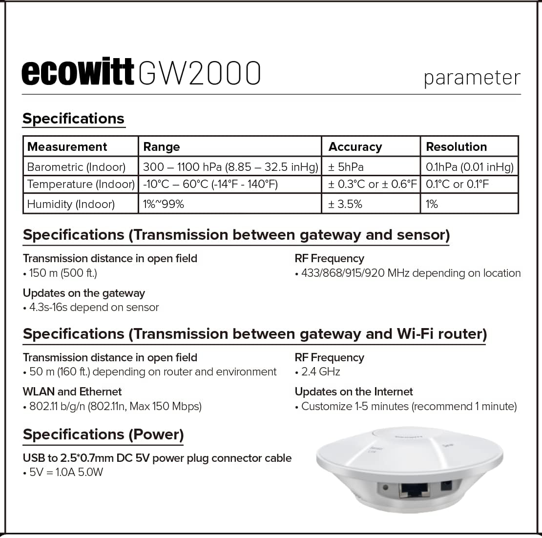 ECOWITT Intelligent Watering Timer Kit, with WFC01 Sprinkler Timer(NPT Thread) and GW2000 Wi-Fi Hub, APP Remote Control, IoT Linkage, Automatic Irrigation, Support Ecowitt Cloud Server, 915 MHz