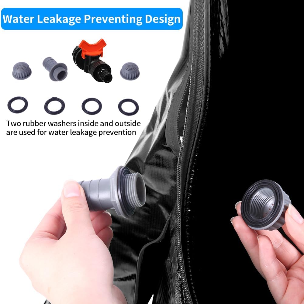 100 Gallon Collapsible Rain Barrel, Water Storage Tank, Portable Rainwater Collection System, Rain Catcher Barrel with Two Spigots and Overflow Kit, Rain Water Barrel Collector for Garden, Black