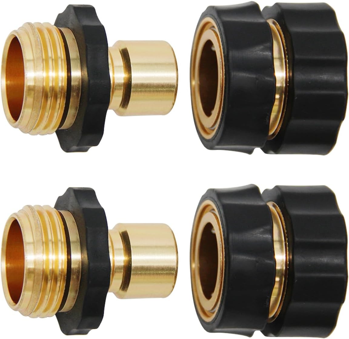 3/4 Inch Garden Hose Quick Connector Fittings, Easy Connector Fitting, Male and Female Set, (2)