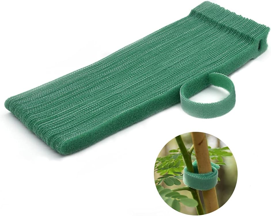 Hook＆Loop Garden Plant Cable Ties, Adjustable Garden Nylon Ties for Supporting Plant and Vines, Multi-Functional Ties(100 Pcs, 8 Inch, Green)