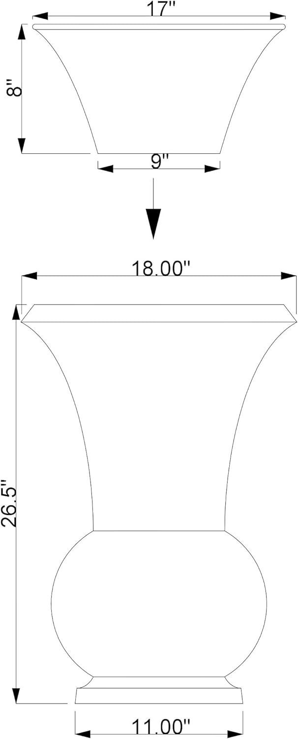 H Potter Tall Planter Large Outdoor Copper Decorative Planters Indoor Flower Garden Urn