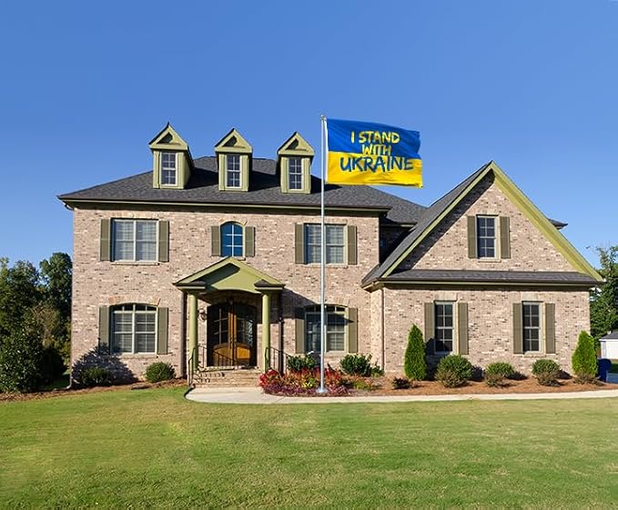 I Stand with Ukraine Flag 3x5FT Ukrainian National Polyester Banner With 2 Grommets Fade Resistant Vivid Color For Patriotic Festival Events Party Decoration