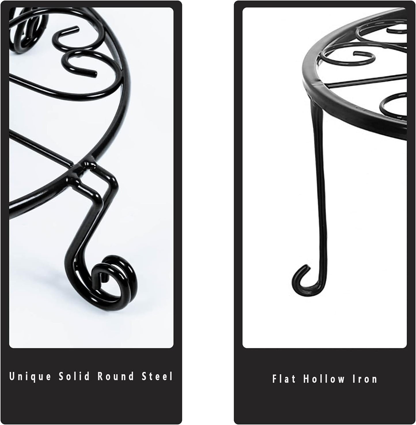 1 pack 10"-12" Metal Plant Stand Outdoor, for Flower Pot Heavy Duty Potted Holder Round Wrought Rustproof Iron Planter Stand, plant Stands Indoor Clearance and Outdoor patio - 12 Inches Black