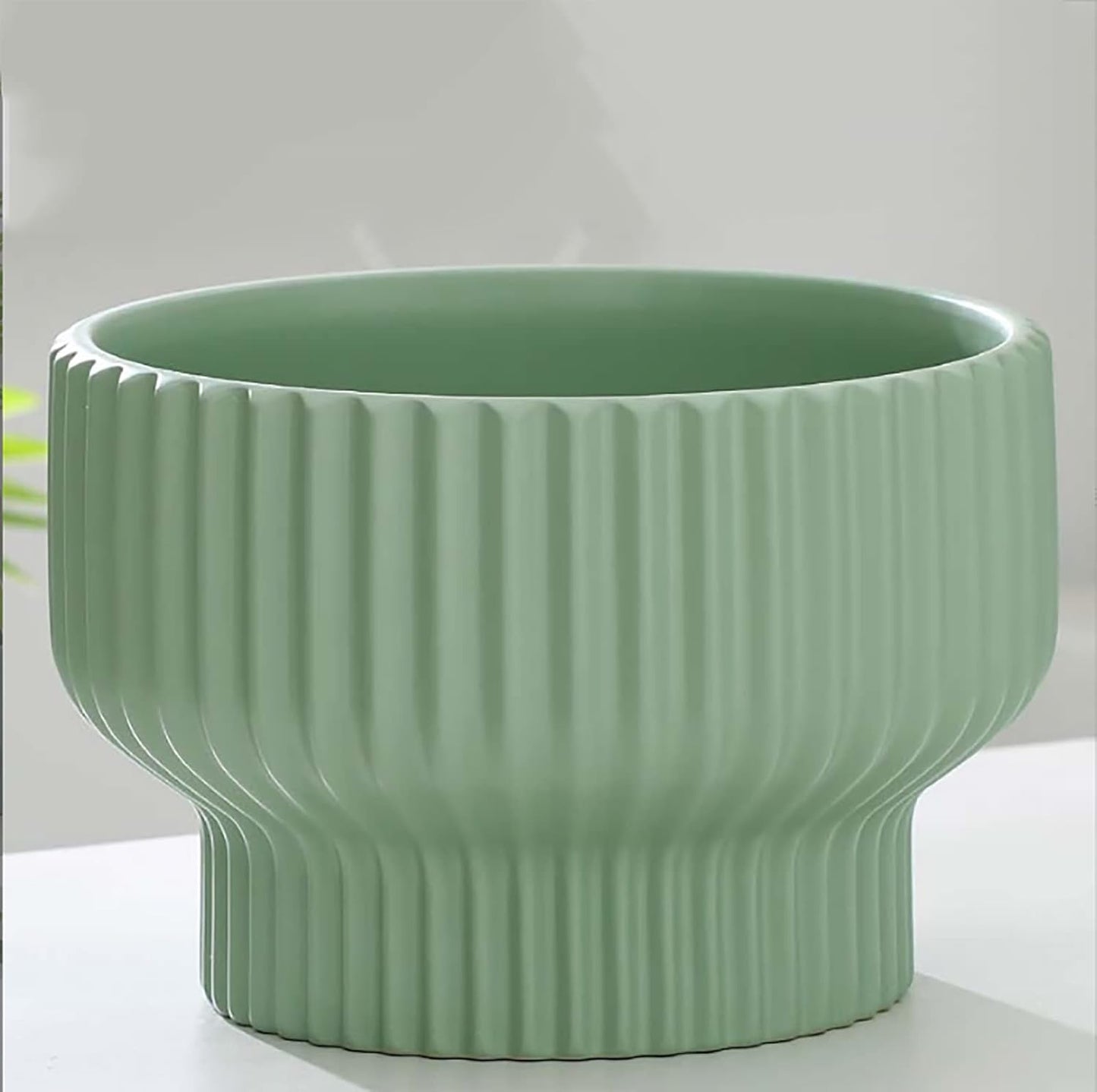 Puoyik 2 Piece Set of Flower Pots 8/6 inches, Ceramic Flower Pots with Drainage Holes, Indoor and Outdoor Plant Flower Planter (7.8/5.9 Green)