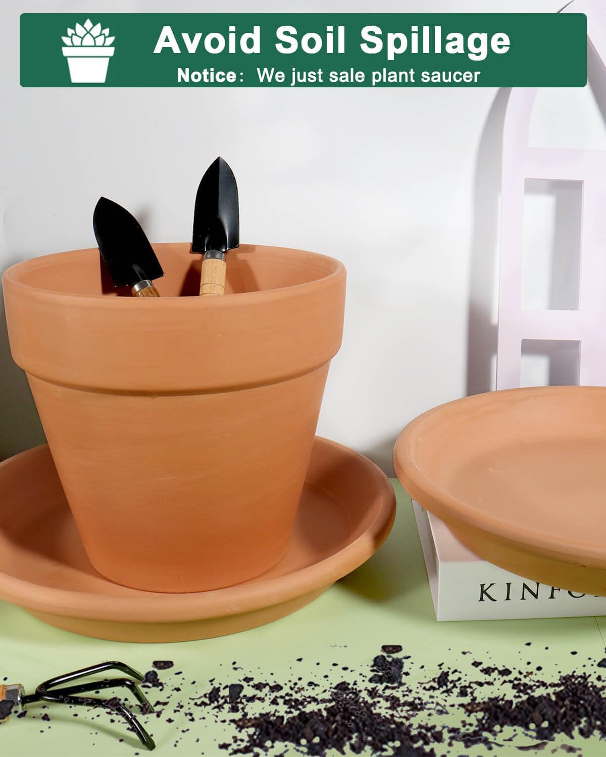 vensovo 11 Inch Terracotta Plant Saucer Pots Tray - 3 Pcs Round Planter Saucers for Indoor & Outdoor Plants, Large Clay Trays Perfect for 10,10.5,11 Inch Flower Pot