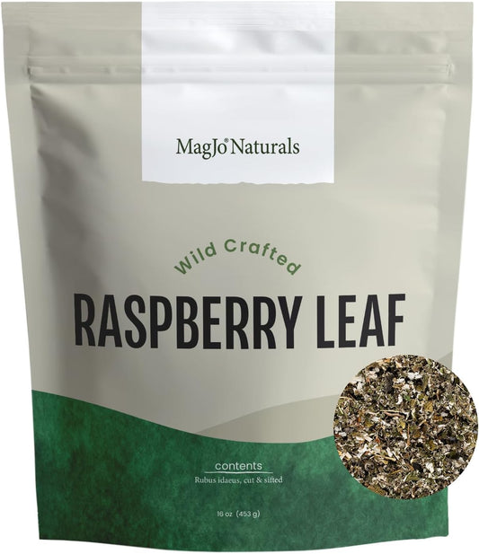 MagJo Naturals, Red Raspberry Leaf (16 Oz) Dried leaves, Wild-Harvest, herbal tea, Cut & Sifted, Packaged in USA, resealable bag