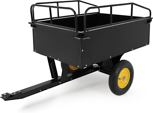 GAOMON Heavy Duty ATV Trailer Tow Behind Dump Cart, 17 Cu.Ft. 750Lbs Capacity, Pull Behind Steel Yard Wagon Dump Trailer for Tractor Lawn Mower Garden