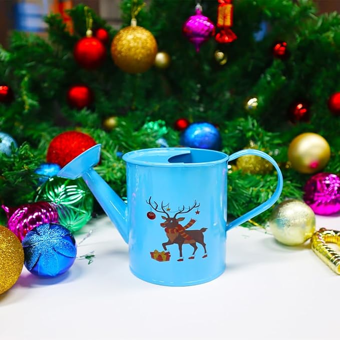 Metal Small Watering Can for Outdoor and Indoor Plants, Watering Can Decor, 500ML (Small Blue)