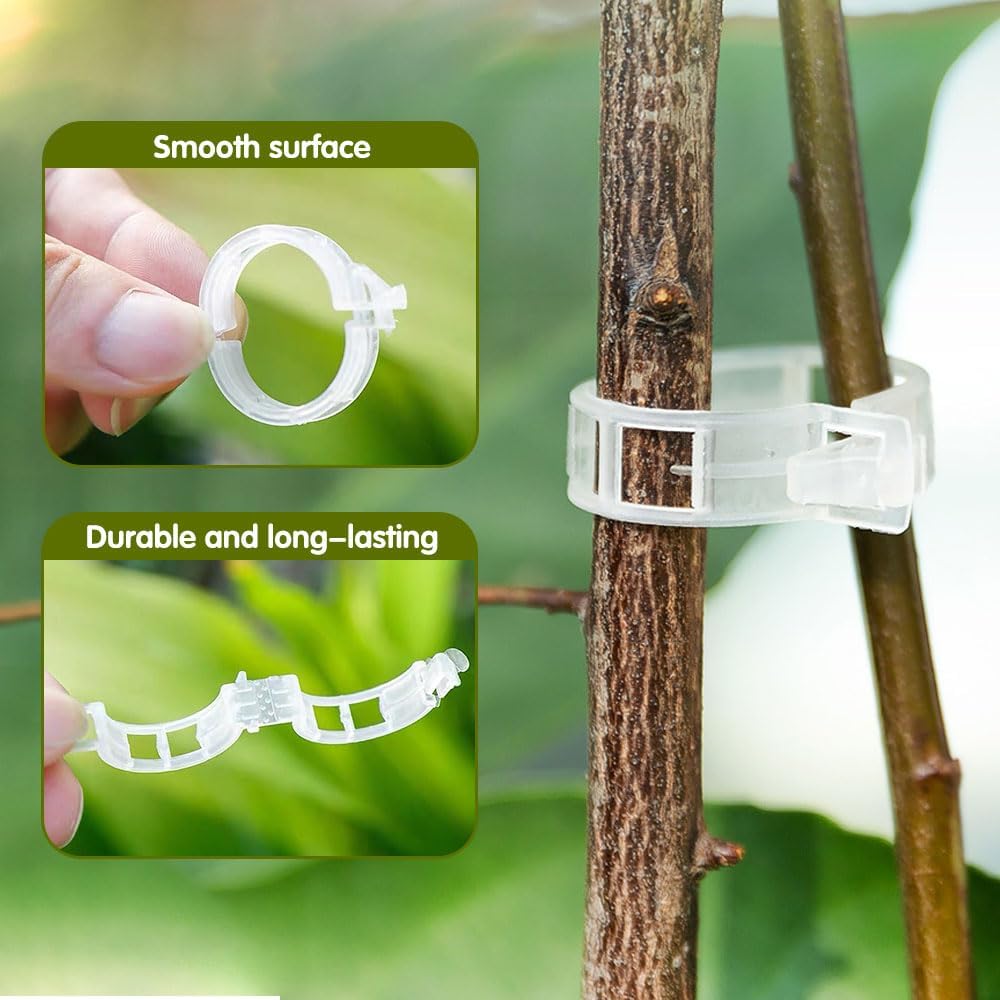 Plant Fixing Clip, Tomato Clips for String Trellis, Plant Wall Clips for Climbing Plants, Plant Wall Clips for Climbing Plants, Fixing Stem and Vine, Plastic Trellis Clips (Green-150pcs)