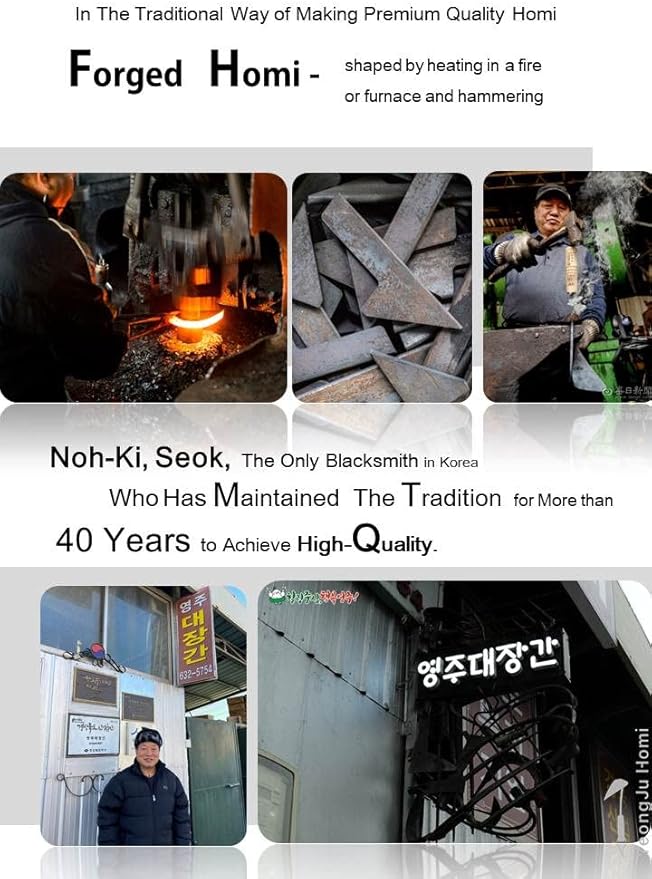 Original Hand Hoe with Hanging Loop & Mini Homi Made by Korean Master Blacksmith Seok NOH-KI (Standard Plus Mini)