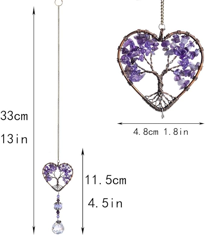 H&D HYALINE & DORA Sun Catcher Crystal Tree of Life Rainbow Maker Drops Hang for Window, Home Decor, Car Charms