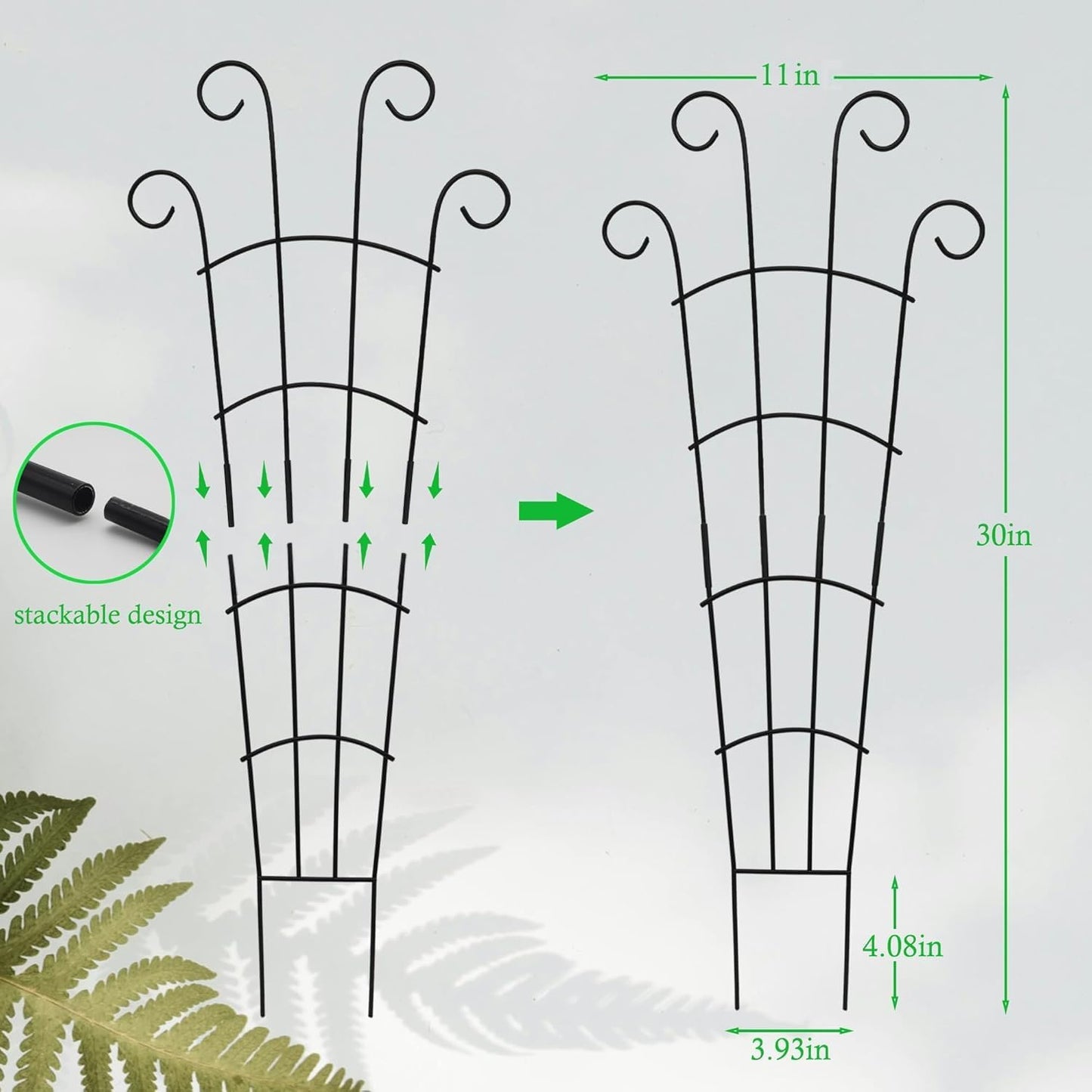30 Inch Plant Trellis Indoor for Potted Plants 3 Pack Indoor Plant Trellis for Climbing Plants Stackable Houseplant Support Metal Garden Pot for Vine Ivy(30inch Black)