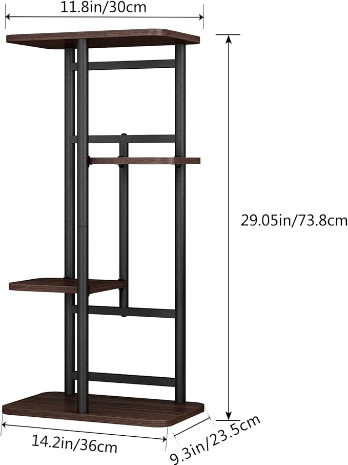 LINZINAR Plant Stand 4 Tier 5 Potted Indoor Plant Shelf Multiple Stands for Garden Corner Balcony Living Room