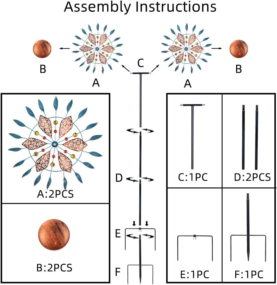 Stargarden Large Wind Spinners Outdoor, 23 Inch Metal Wind Spinner, Double Kinetic Wind Sculptures & Spinners, Waterproof Pinwheels Outdoor Decoration for Patio, Lawn, Garden, Porch Decor
