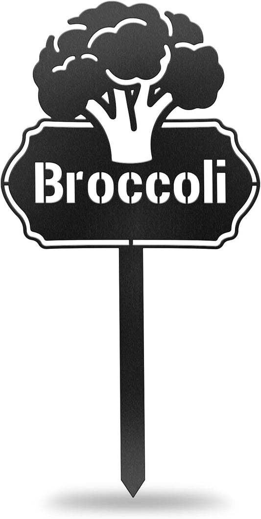 CUTHOLLOW Metal Plant Marker Stake Broccoli for Outdoor Indoor, Waterproof 11.8 inch Cute Garden Plant Labels Sign Tag for Vegetables, Farmhouse Greenhouse Decor - Funny Gardening Gifts